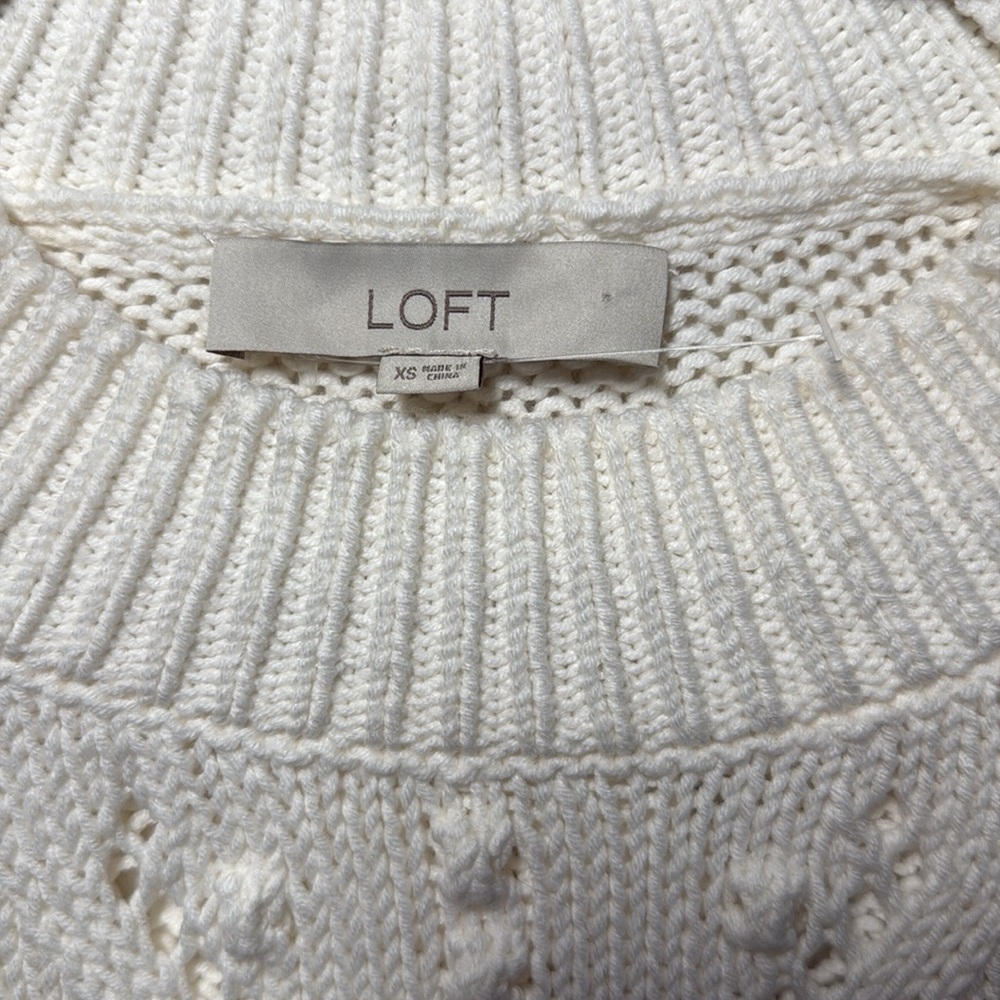 NWOT Size XS LOFT pointelle and bone sweater - Picture 3 of 9